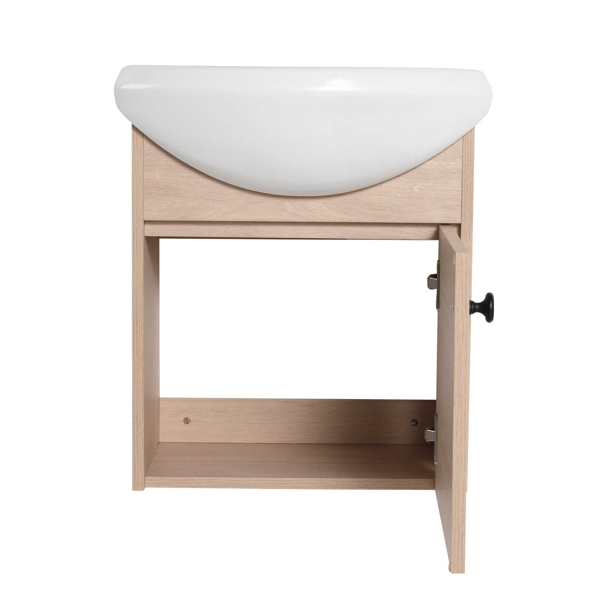 Small Size 18 Inch Bathroom Vanity With Ceramic Sink,Wall Mounting Design Kd Packing G Bvb02318Plo Plain Light Oak 1 Plywood