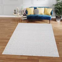 Milano Collection Pale Celadon Woven Area Rug White Polyester