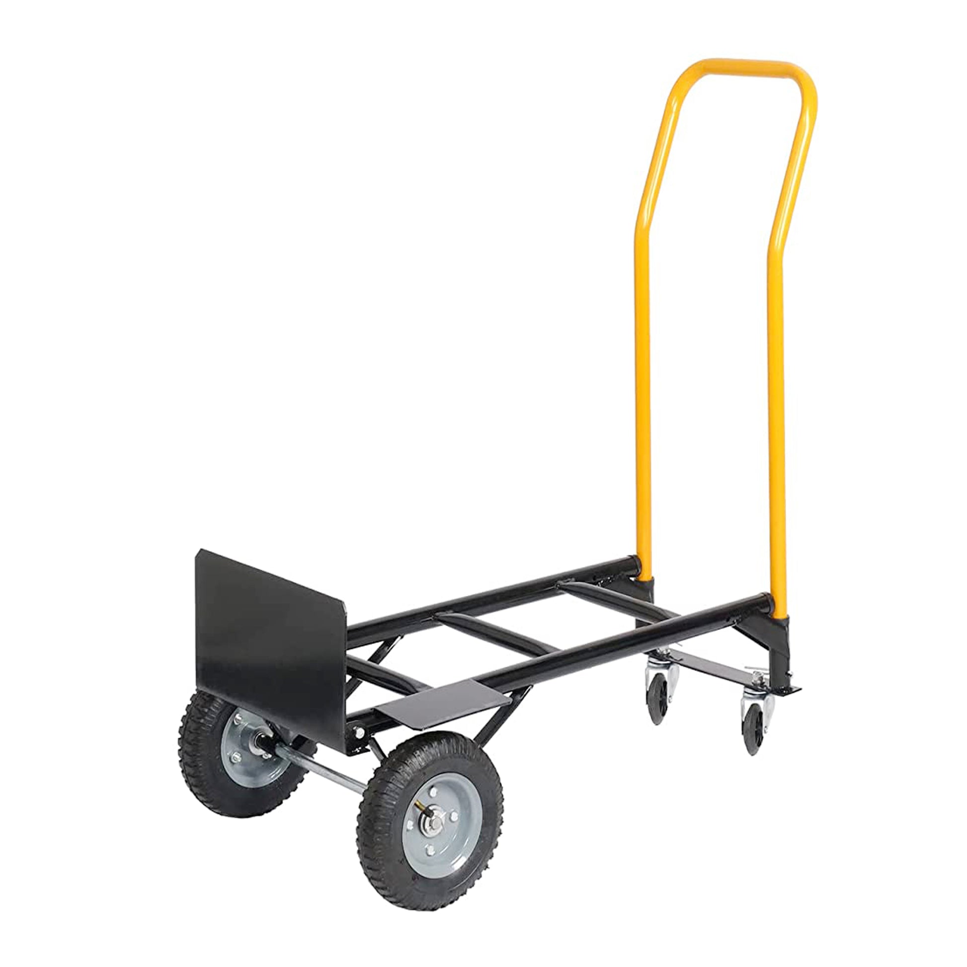 Hand Truck Dual Purpose 2 Wheel Dolly Cart And 4 Wheel Push Cart With Swivel Wheels 330 Lbs Capacity Heavy Duty Platform Cart For Moving Warehouse Garden Grocery Black Metal