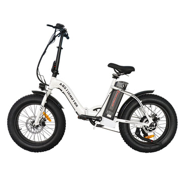 Aostirmotor G20 Folding Electric Bike Ebike Bicycle 500W Motor 20" Fat Tire With 36V 13Ah Li Battery Model White Aluminium