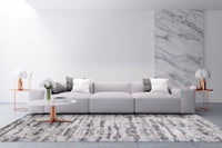 Milano Collection Manhattan Silver Woven Area Rug Grey Polyester