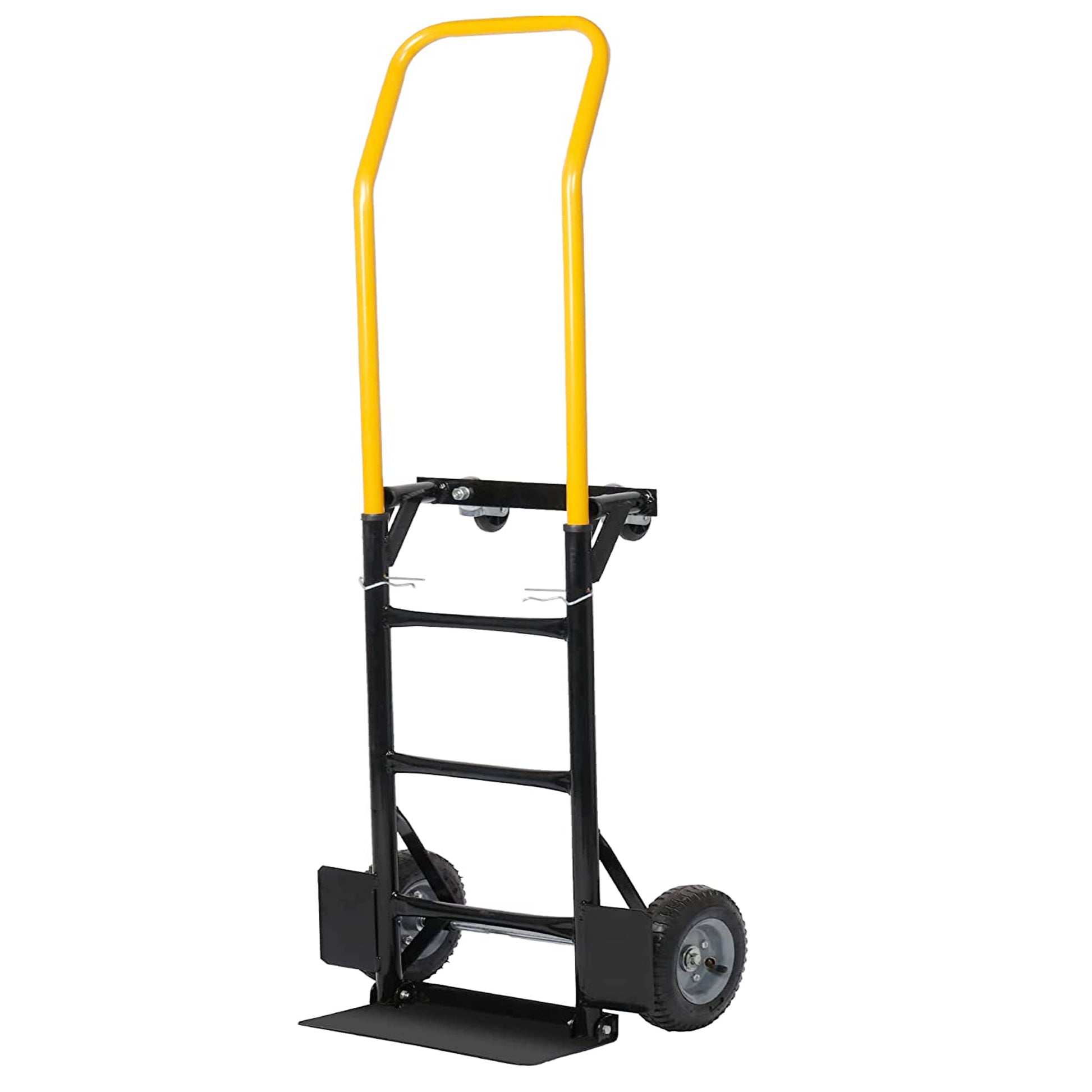 Hand Truck Dual Purpose 2 Wheel Dolly Cart And 4 Wheel Push Cart With Swivel Wheels 330 Lbs Capacity Heavy Duty Platform Cart For Moving Warehouse Garden Grocery Black Metal