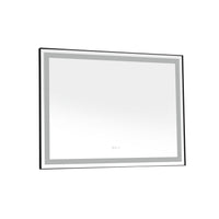 48*36 Led Lighted Bathroom Wall Mounted Mirror With High Lumen Anti Fog Separately Control Matte Black Aluminium