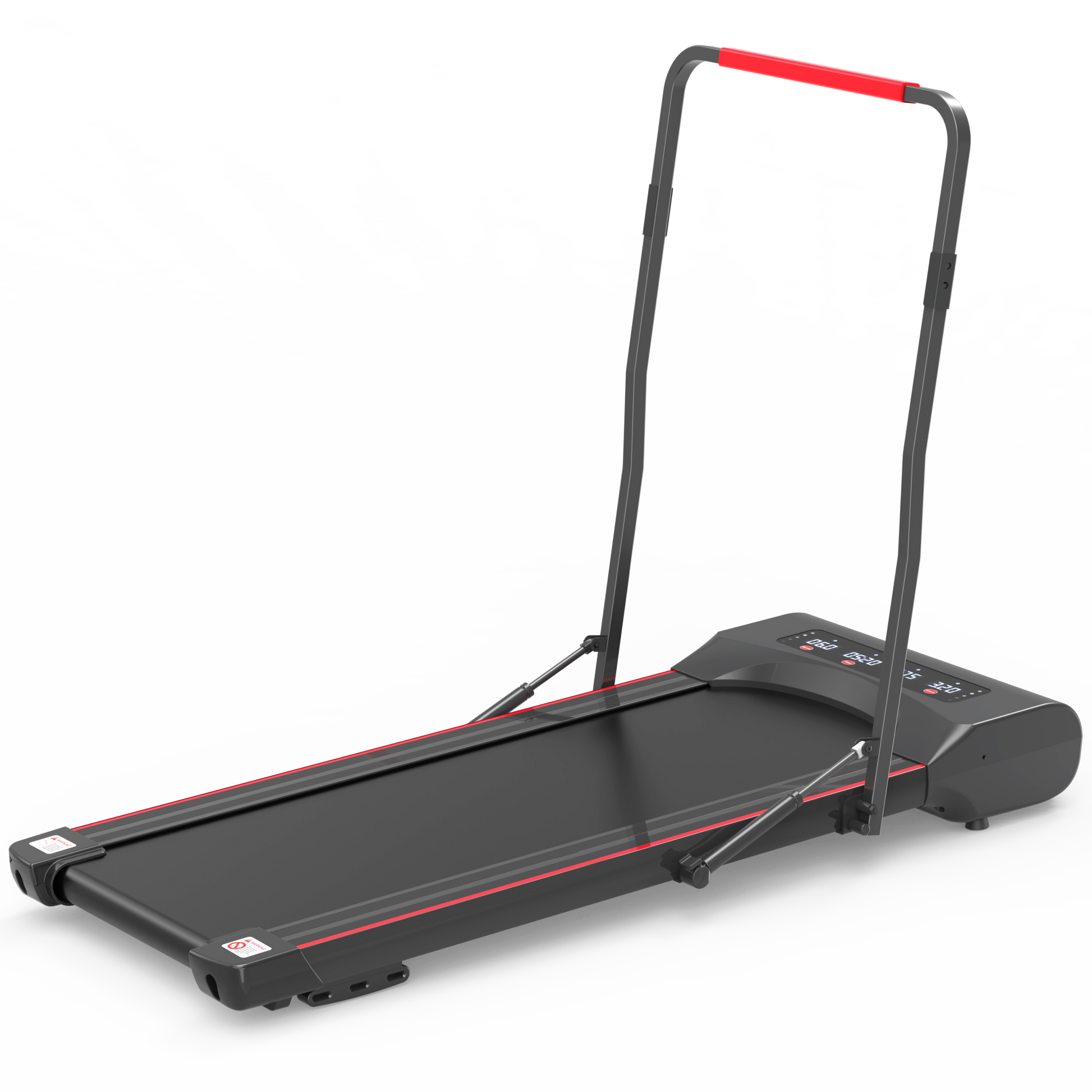 Under Desk Walking Pad Treadmill Foldable With Handlebar Remote Controll, 300 Lb Capacity Black Steel