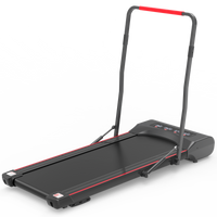 Under Desk Walking Pad Treadmill Foldable With Handlebar Remote Controll, 300 Lb Capacity Black Steel