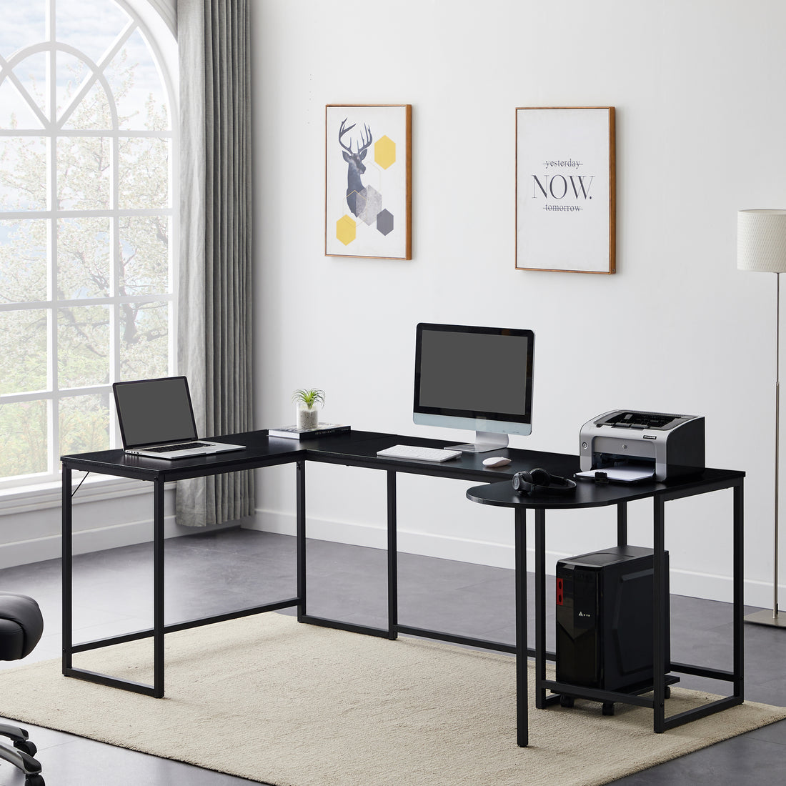 U Shaped Computer Desk, Industrial Corner Writing