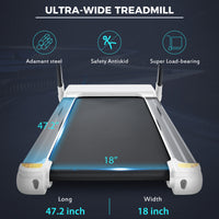 Portable Compact Treadmill Electric Motorized 3.5Hp 14Km H Medium Running Machine Motorised Gym 330Lbs Foldable For Home Gym Fitness Workout Jogging Walking Bluetooth Speaker App Fitime White Metal