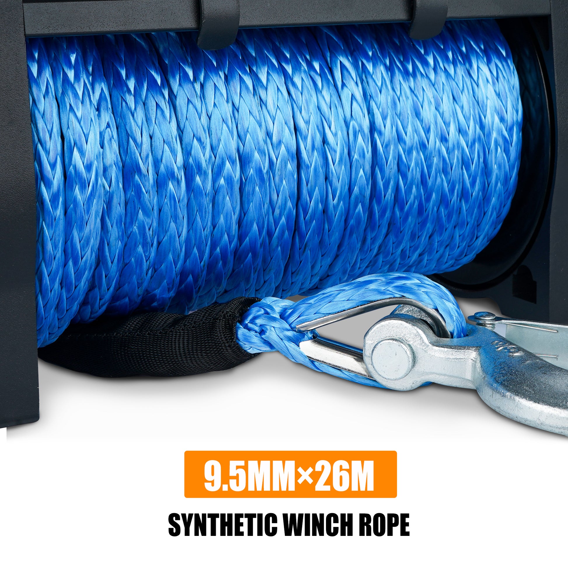 Mn Electric Winch 12V 12000Lbs Synthetic Rope Jeep Towing Truck Off Road 4Wd Black Aluminium