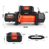 Zesuper 9500 Lbs Electric Winch Kit Waterproof Ip67 Electric Winch With Hawse Fairlead, With Both Wireless Handheld Remote And Corded Control Recovery 9500 Rope Black Aluminium