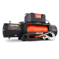 Zesuper 9500 Lbs Electric Winch Kit Waterproof Ip67 Electric Winch With Hawse Fairlead, With Both Wireless Handheld Remote And Corded Control Recovery 9500 Rope Black Aluminium