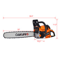 Chainsaw Gas 22Inch ,58Cc Gasoline Chain Saw For Trees ,Wood Cutting 2 Cycle Epa Compliant Orange Plastic