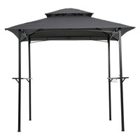 8X5Ft Grill Gazebo Replacement Canopy,Double Tiered Bbq Tent Roof Top Cover Gray Fabric