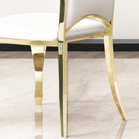 Moderndining Chairs Set Of 2, Unique Backrest Design With Stripe Armless Chair White Pu Leather