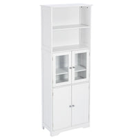 White Tall Storage Cabinet With Shelves And Doors For Bathroom, Kitchen And Living Room, Mdf Board White Mdf