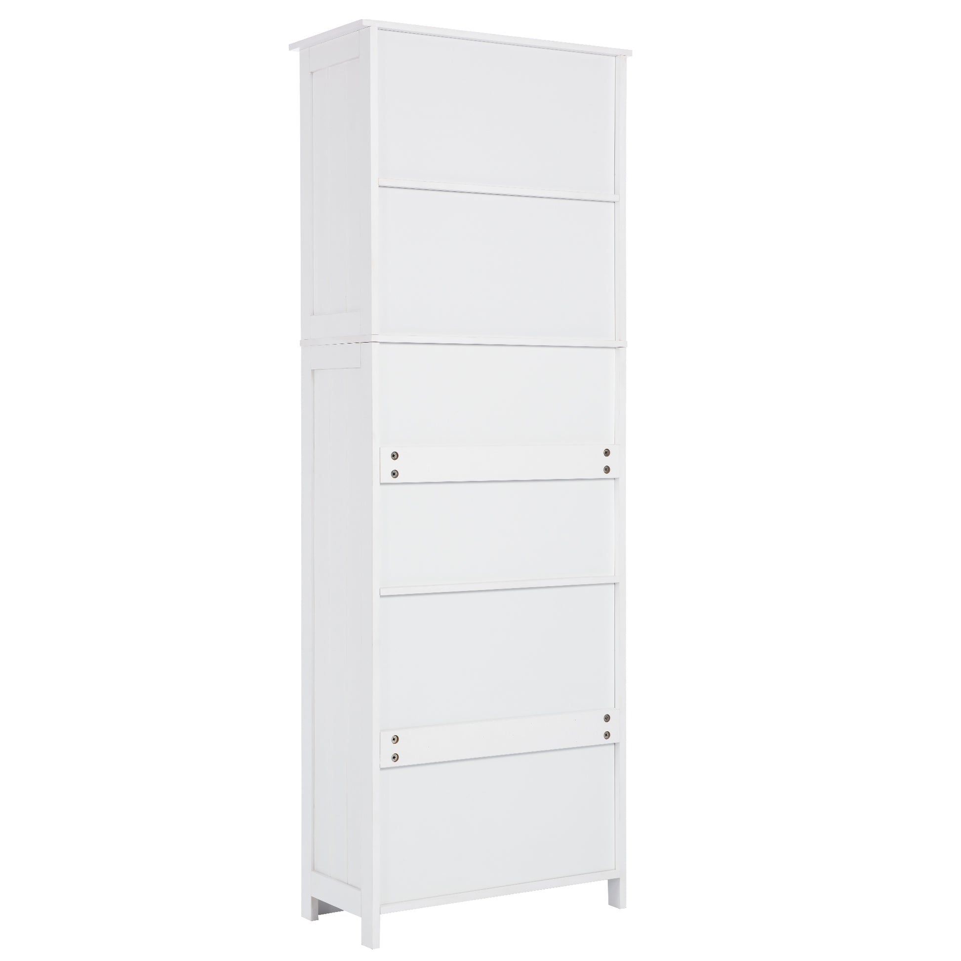 White Tall Storage Cabinet With Shelves And Doors For Bathroom, Kitchen And Living Room, Mdf Board White Mdf