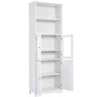 White Tall Storage Cabinet With Shelves And Doors For Bathroom, Kitchen And Living Room, Mdf Board White Mdf