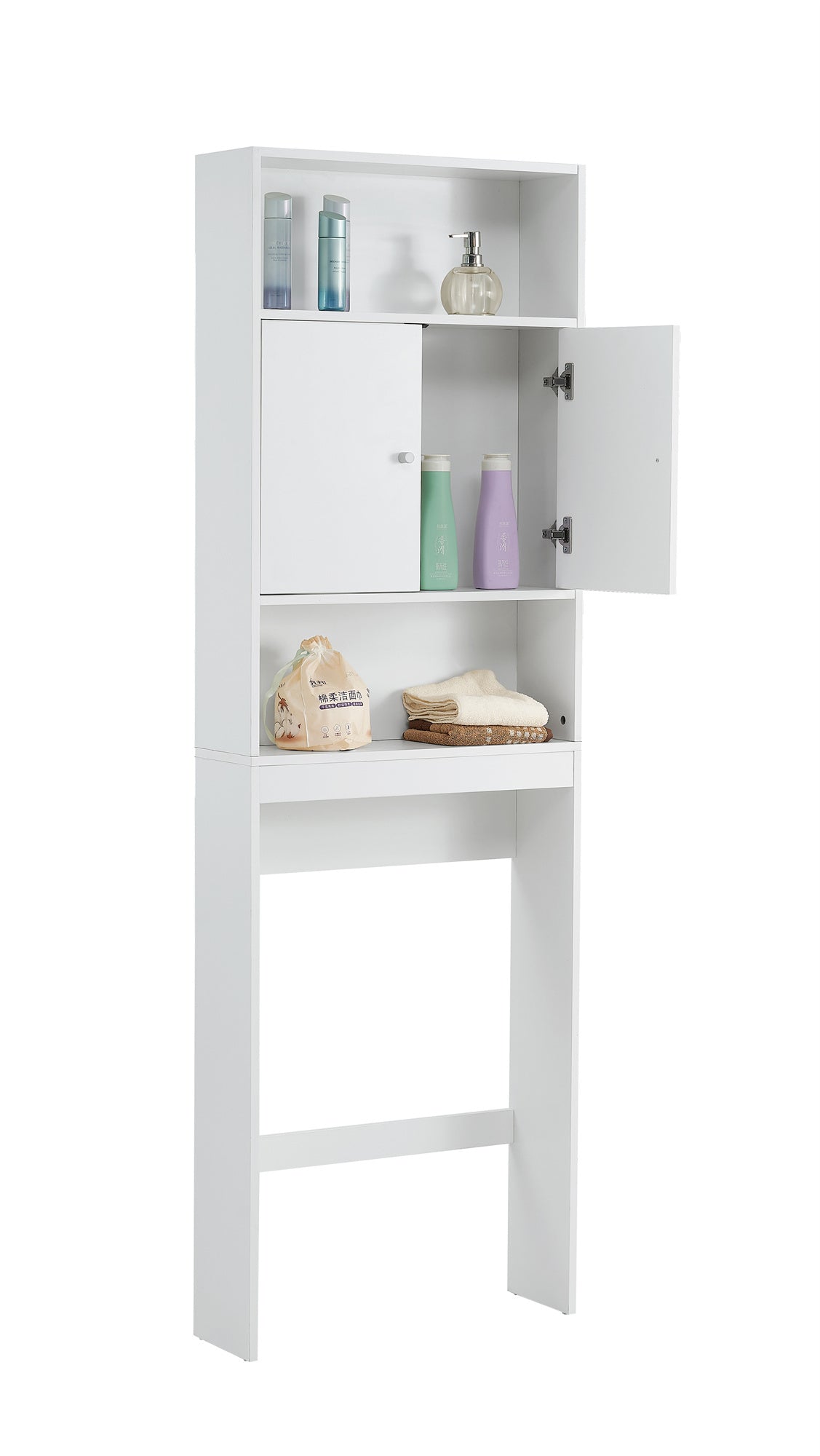 Home Bathroom Shelf Over The Toilet, Bathroom Spacesaver, Bathroom, Tollilet Storage Cabine,White White Mdf