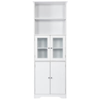 White Tall Storage Cabinet With Shelves And Doors For Bathroom, Kitchen And Living Room, Mdf Board White Mdf