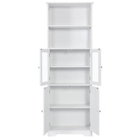 White Tall Storage Cabinet With Shelves And Doors For Bathroom, Kitchen And Living Room, Mdf Board White Mdf