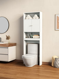 Home Bathroom Shelf Over The Toilet, Bathroom Spacesaver, Bathroom, Tollilet Storage Cabine,White White Mdf