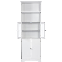 White Tall Storage Cabinet With Shelves And Doors For Bathroom, Kitchen And Living Room, Mdf Board White Mdf