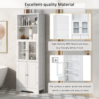 White Tall Storage Cabinet With Shelves And Doors For Bathroom, Kitchen And Living Room, Mdf Board White Mdf