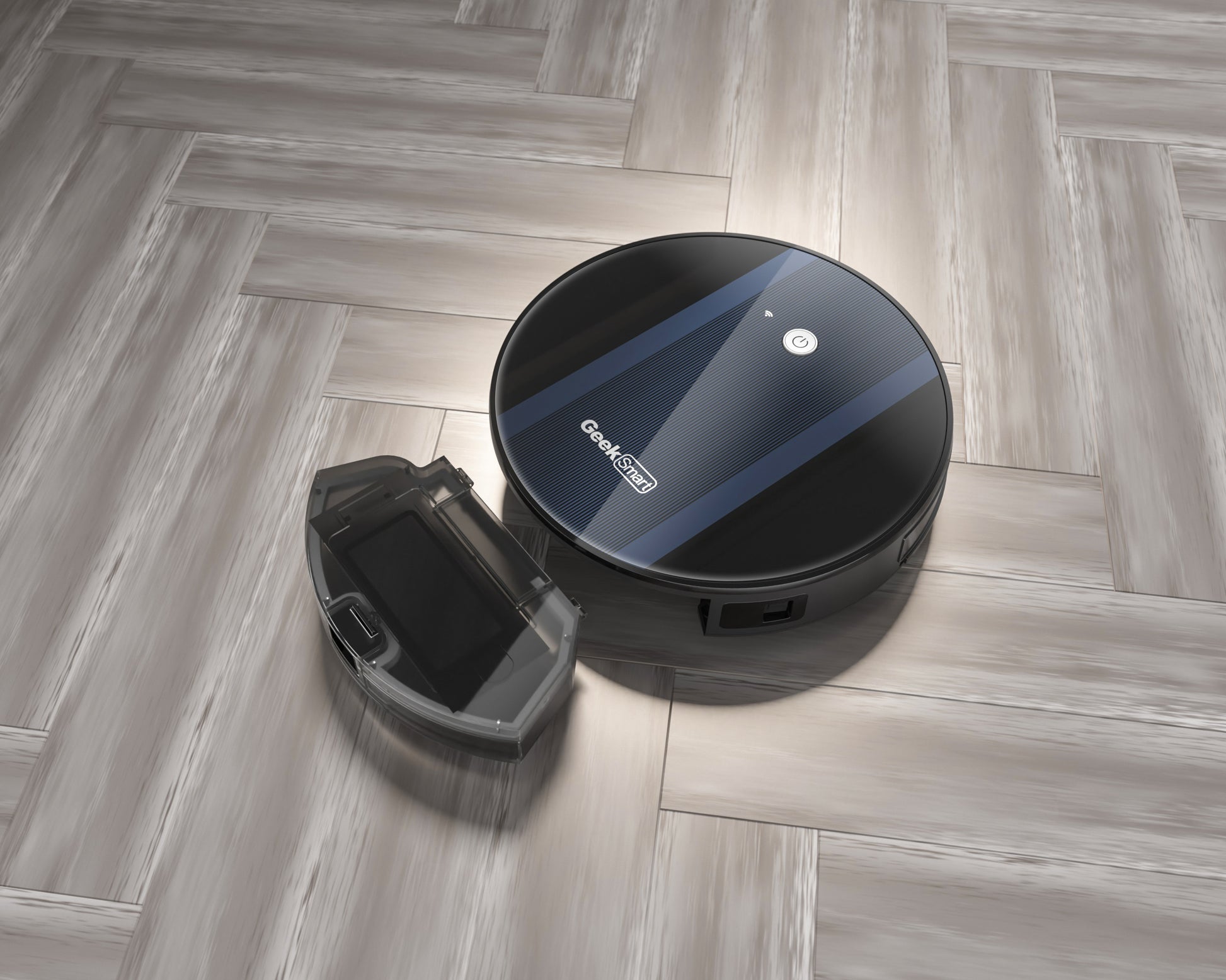 Geek Smart Robot Vacuum Cleaner G6, Ultra Thin, 1800Pa Strong Suction, Automatic Self Charging, Wi Fi Connectivity, App Control, Custom Cleaning, 100Mins Run Time Ban On Black Brown Abs Pc
