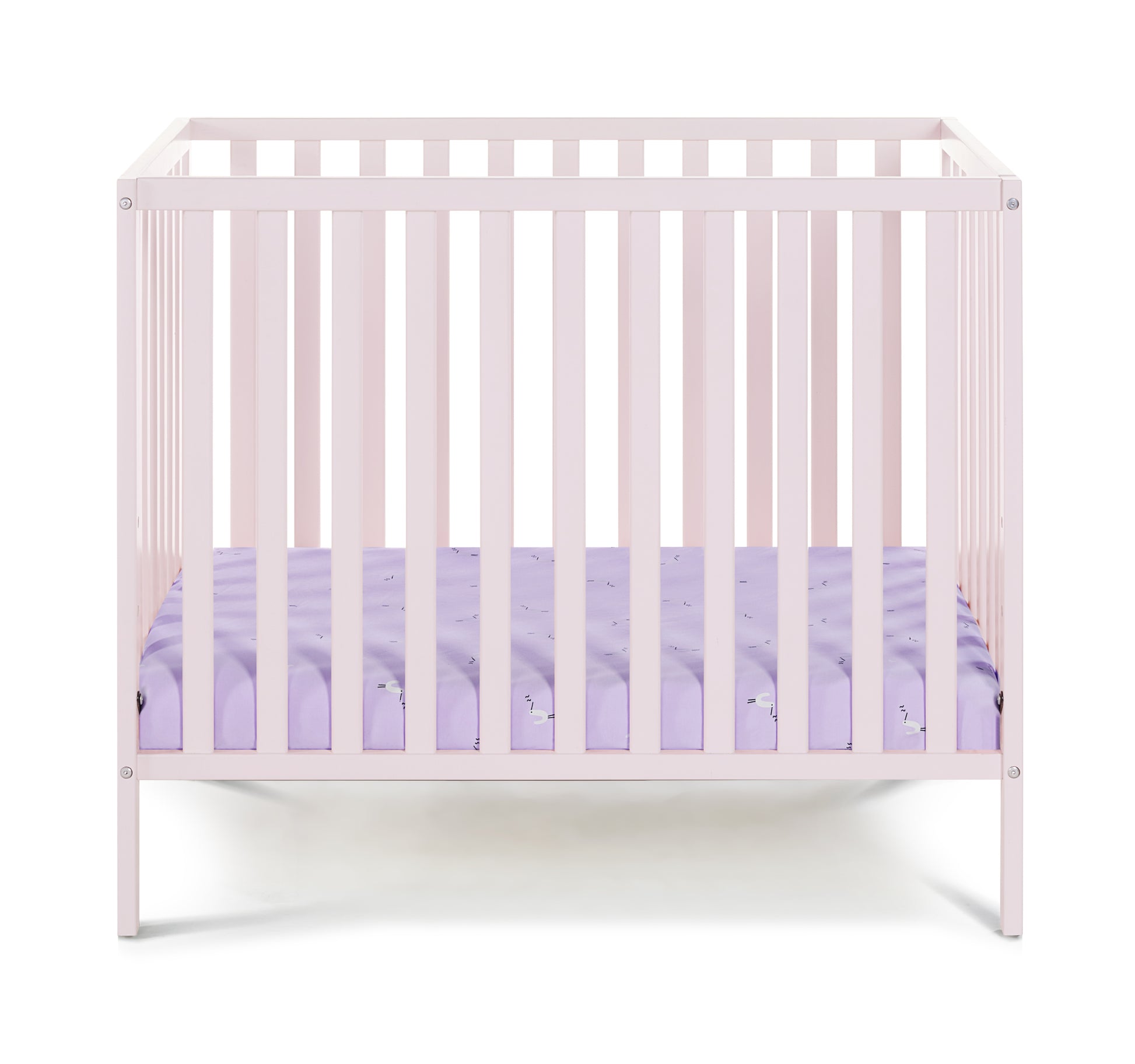 Palmer 3 In 1 Convertible Mini Crib Pastel Pink W Mattress Pad Pink Solid Wood