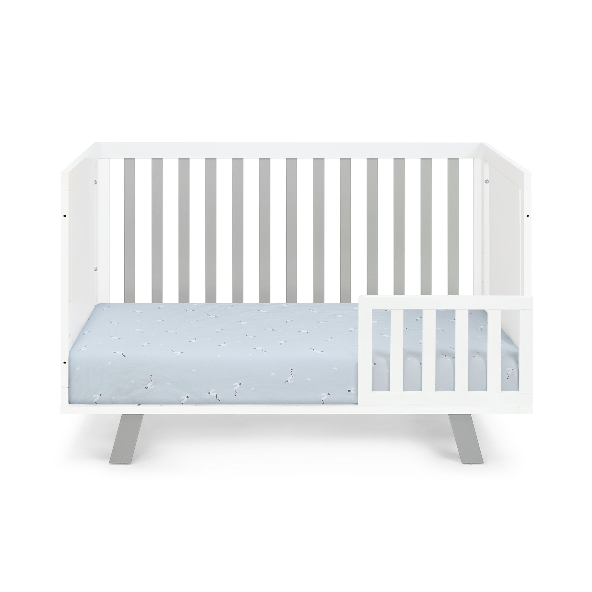 Livia 3 In 1 Convertible Island Crib White Gray White Solid Wood