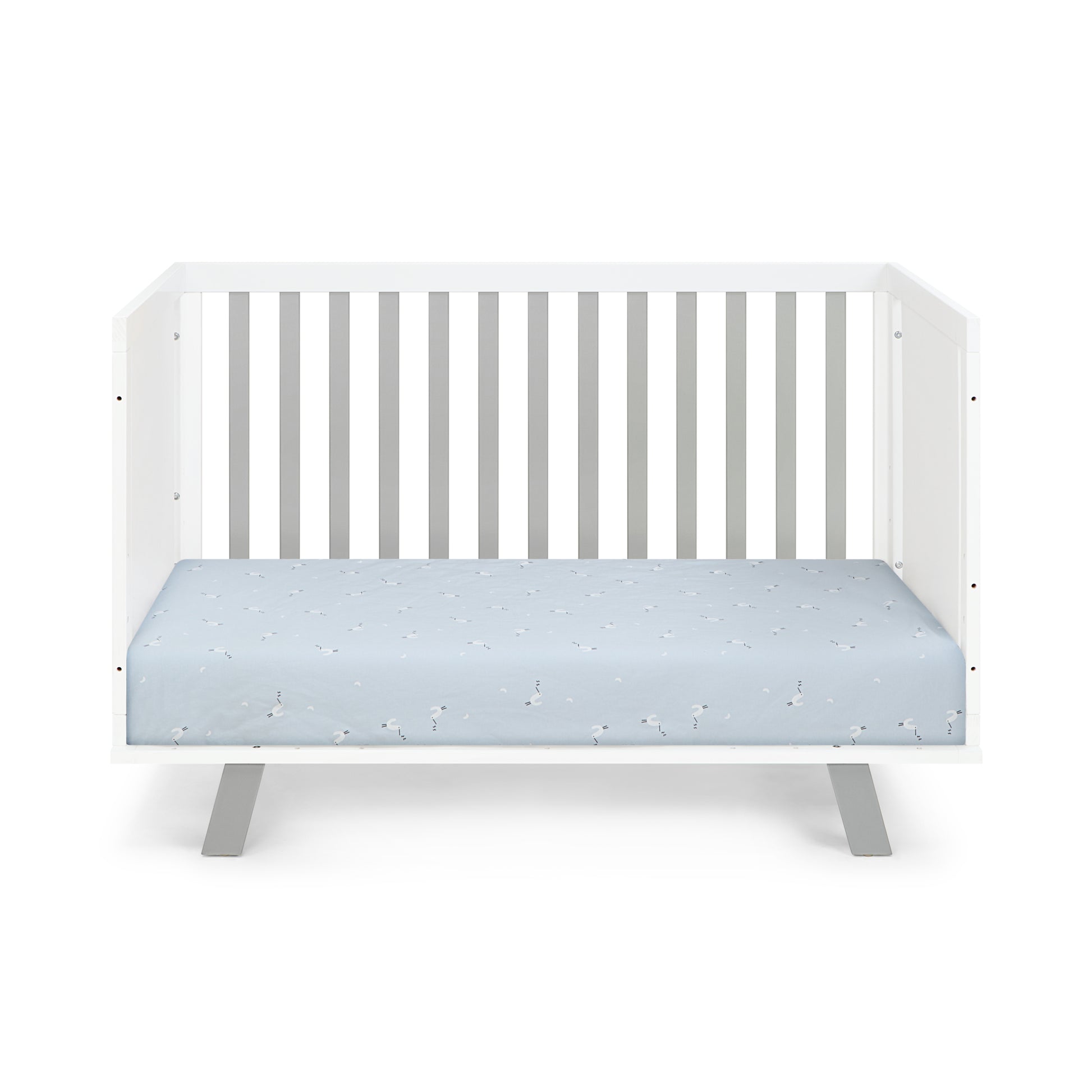 Livia 3 In 1 Convertible Island Crib White Gray White Solid Wood