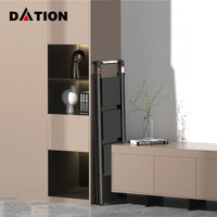 3 Step Ladder, Retractable Handgrip Folding Step Stool With Anti Slip Wide Pedal, Aluminum Stool Ladders 3 Steps, 300Lbs Safety Household Ladder Black Pc Aluminium