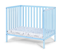 Palmer 3 In 1 Convertible Mini Crib Baby Blue W Mattress Pad Baby Blue Solid Wood