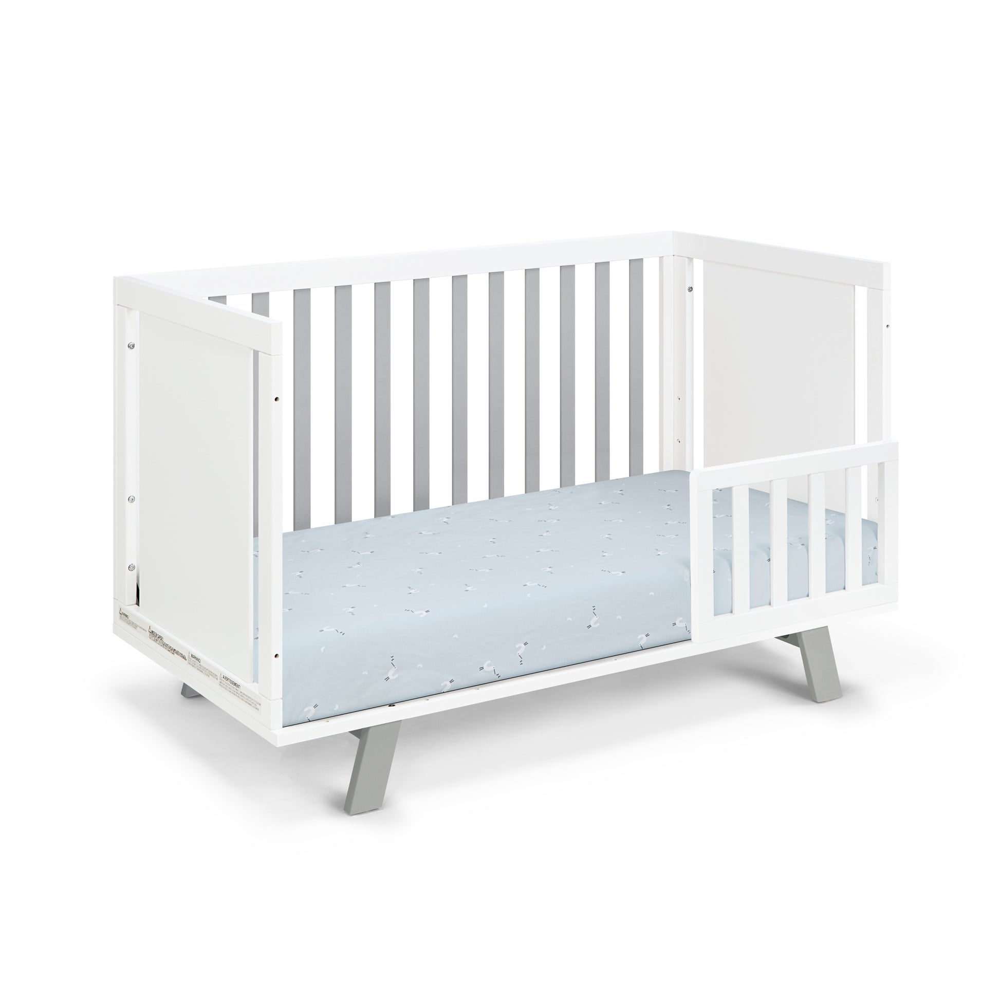 Livia 3 In 1 Convertible Island Crib White Gray White Solid Wood