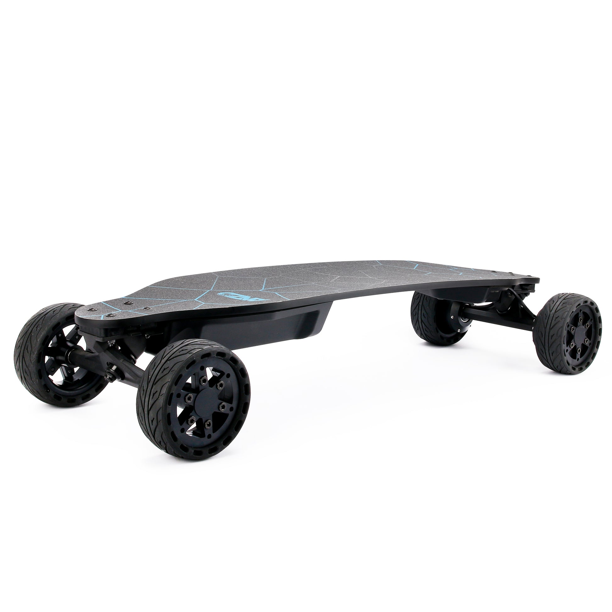 All Terrain Dual 1000*2 Hub Motor Electric Skateboard With 32Mph Max Speed,25Miles Range,9600Mah Battery. Black Gray Carbon Fiber