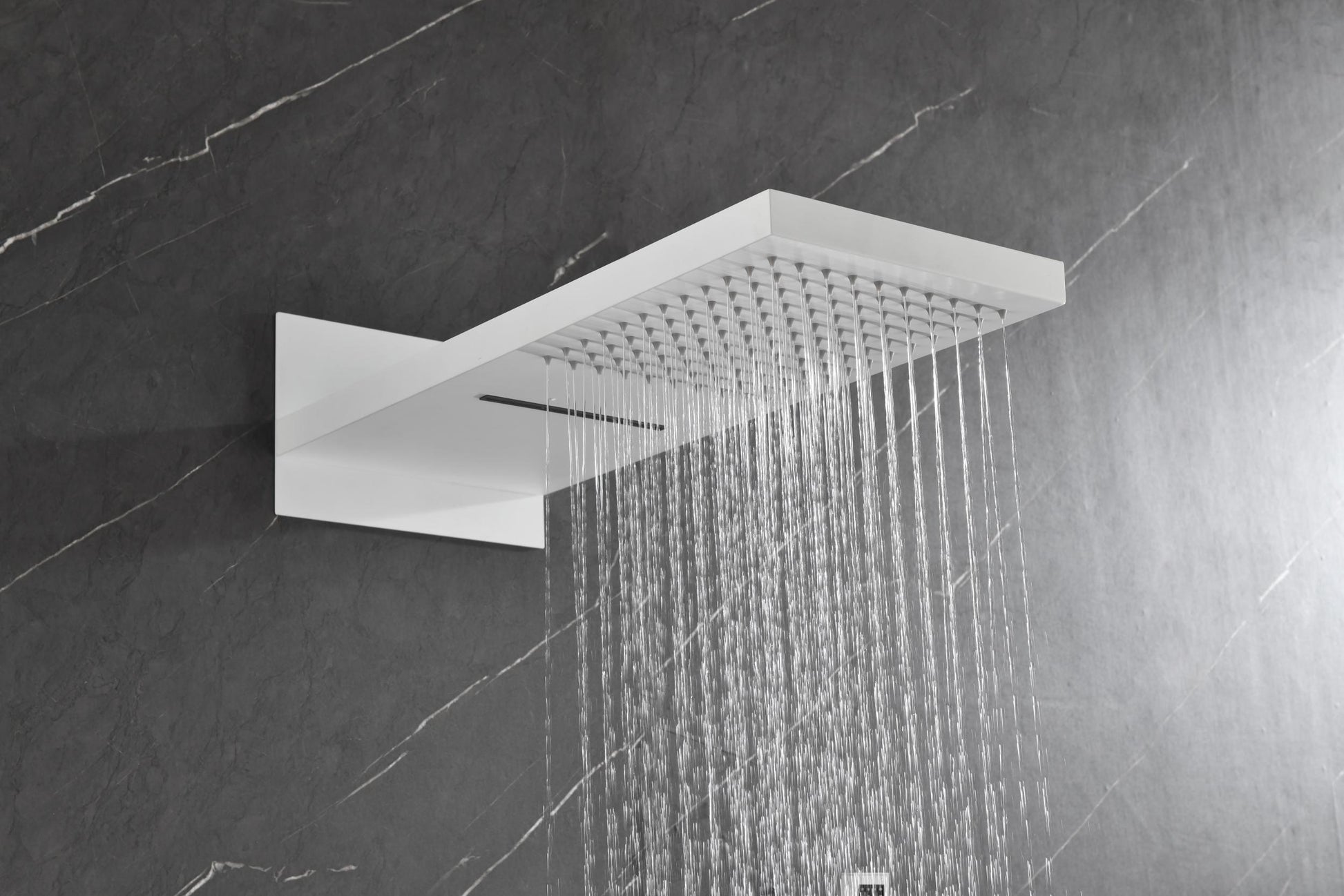 Shower System,Waterfall Rainfall Shower Head With Handheld, Shower Faucet Set For Bathroom Wall Mounted White Brass