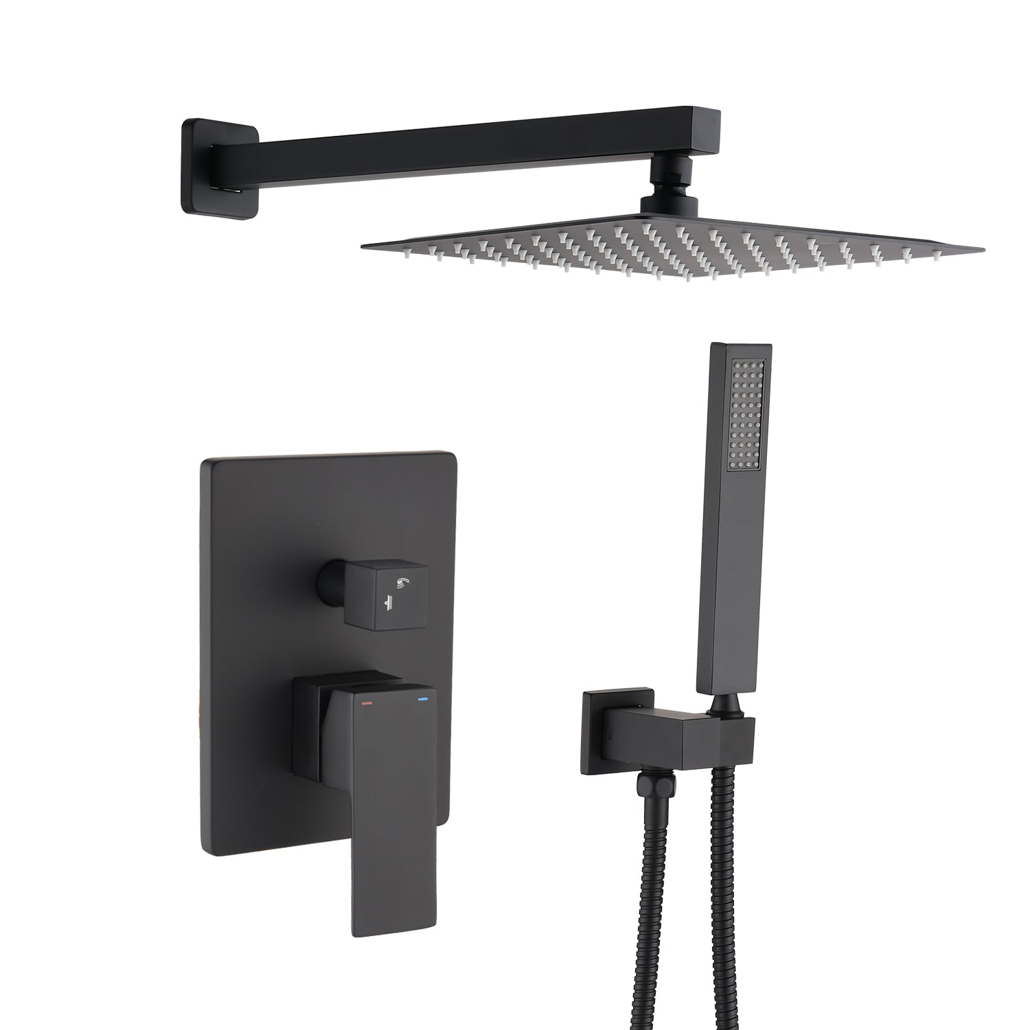 12" Rain Shower Head Systems Wall Mounted Shower On Site Matte Black Brass