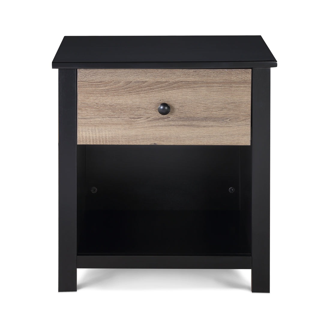 Connelly Nightstand Black Vintage Walnut Black Solid Wood