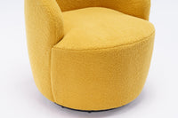 Teddy Fabric Swivel Accent Armchair Barrel Chair With Black Powder Coating Metal Ring,Yellow Yellow Foam Upholstered