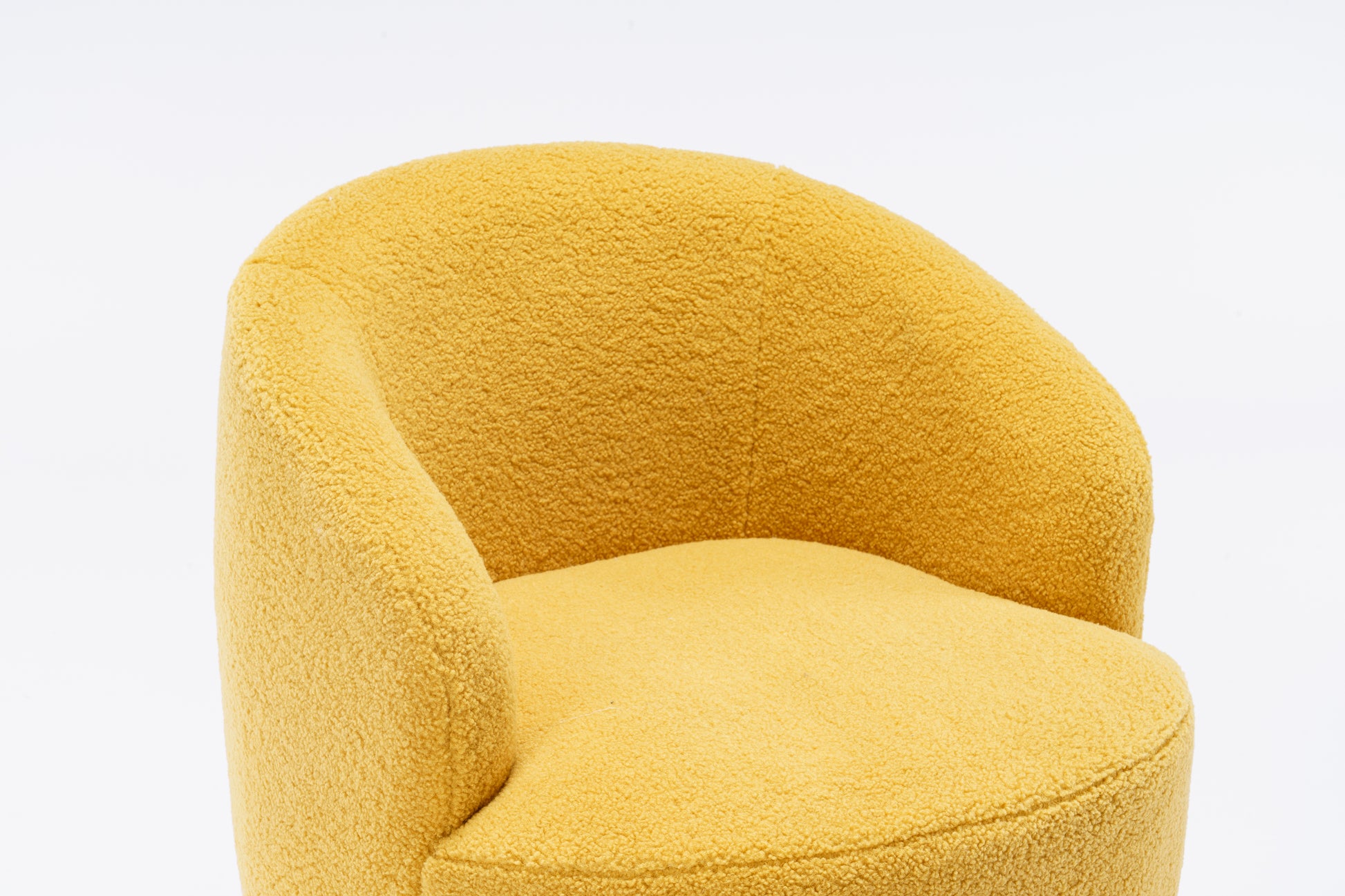 Teddy Fabric Swivel Accent Armchair Barrel Chair With Black Powder Coating Metal Ring,Yellow Yellow Foam Upholstered