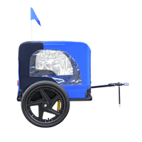 Blue High Quality 16 Inch Air Wheel Pet Bike Trailer For Dogs Foldable Bicycle Pet Trailer Blue Oxford Fabric Steel