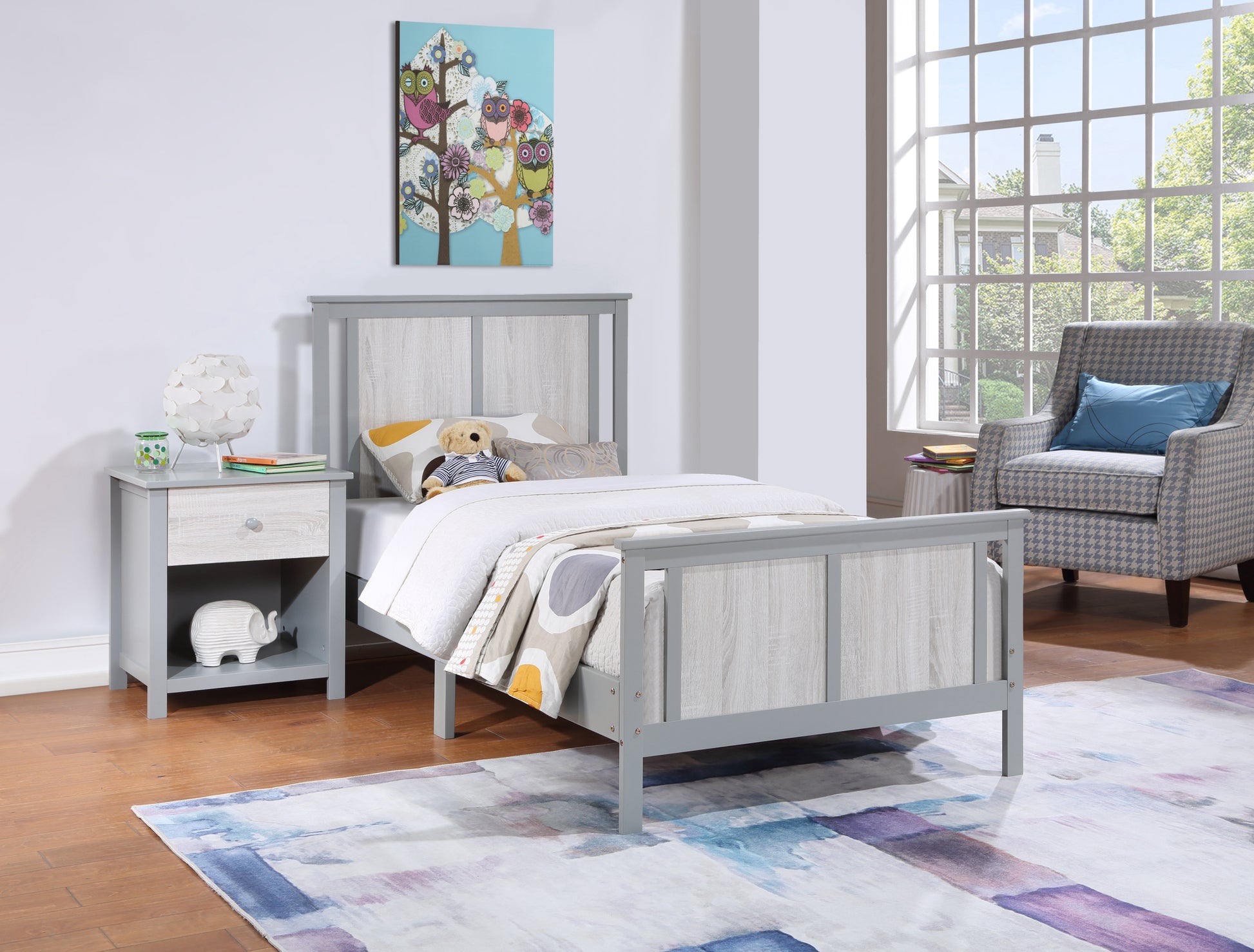 Connelly Reversible Panel Twin Bed Gray Rockport Gray Gray Solid Wood