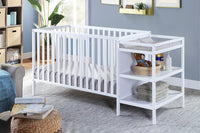 Palmer 3 In 1 Convertible Crib And Changer Combo White White Solid Wood