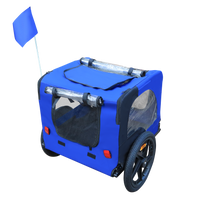 Blue High Quality 16 Inch Air Wheel Pet Bike Trailer For Dogs Foldable Bicycle Pet Trailer Blue Oxford Fabric Steel