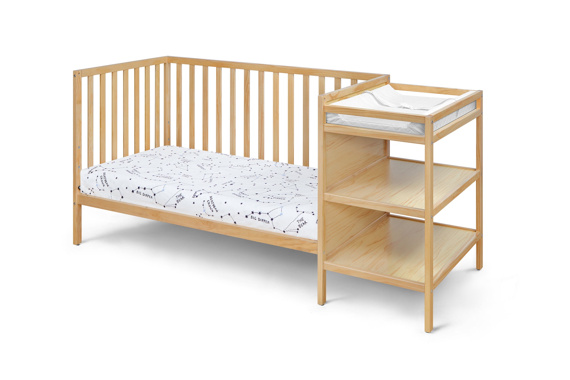 Palmer 3 In 1 Convertible Crib And Changer Combo Natural Natural Solid Wood