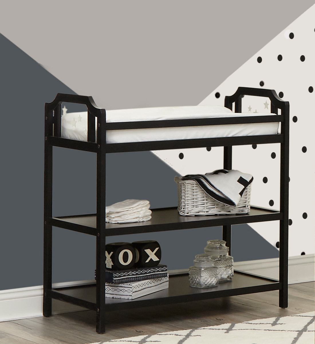 Celeste Changing Table Black Black Solid Wood