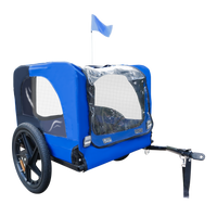 Blue High Quality 16 Inch Air Wheel Pet Bike Trailer For Dogs Foldable Bicycle Pet Trailer Blue Oxford Fabric Steel