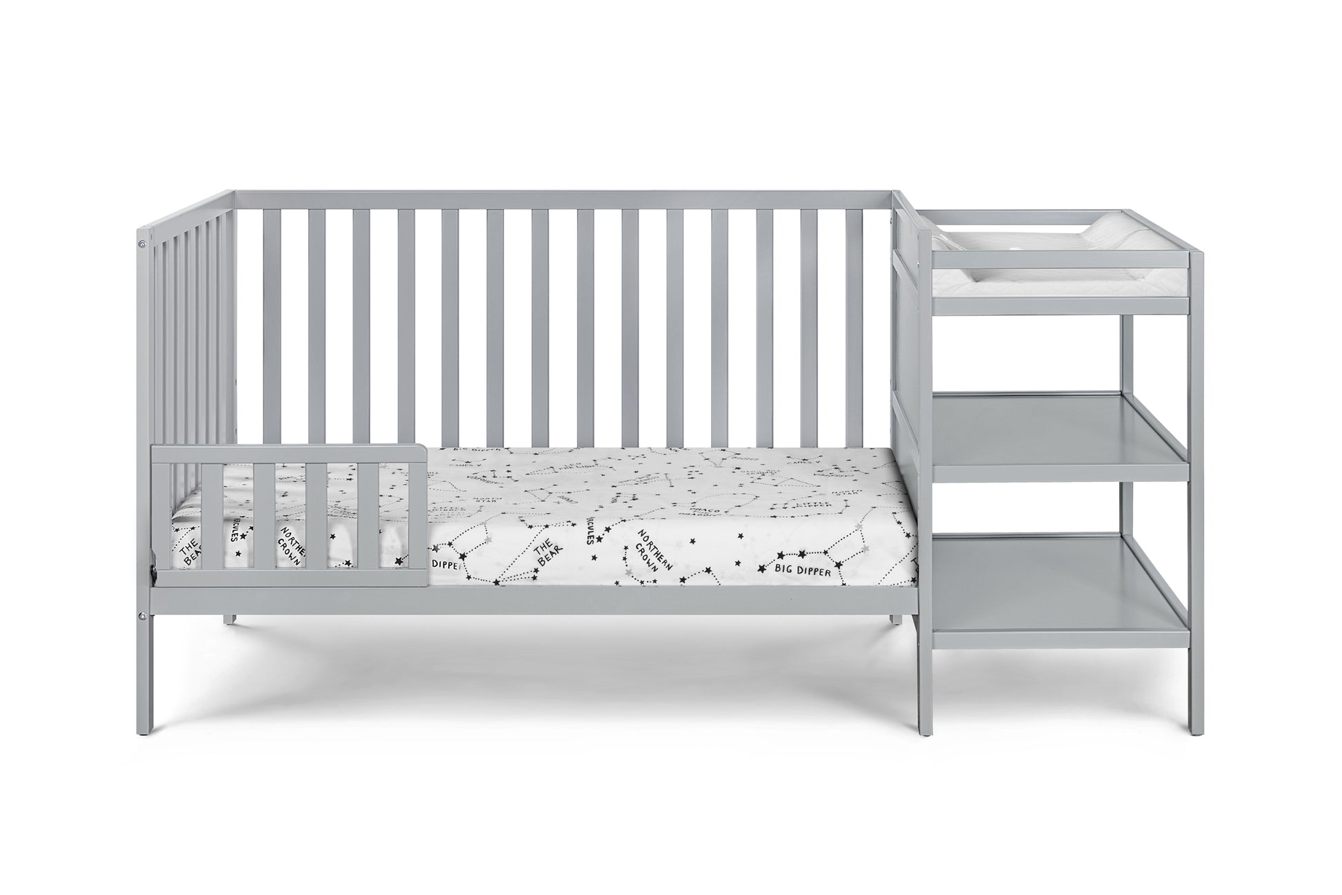 Palmer 3 In 1 Convertible Crib And Changer Combo Gray Gray Solid Wood