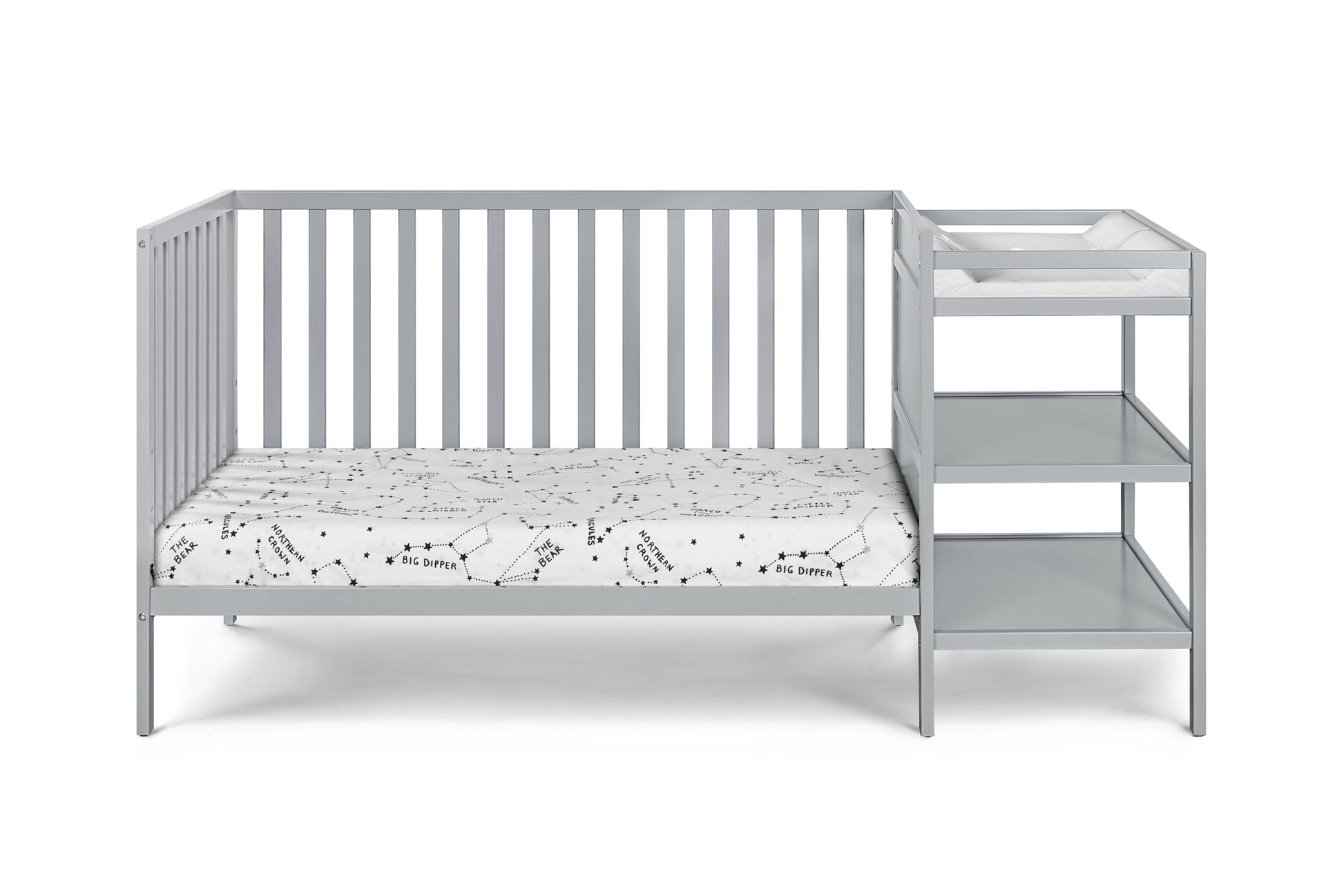 Palmer 3 In 1 Convertible Crib And Changer Combo Gray Gray Solid Wood