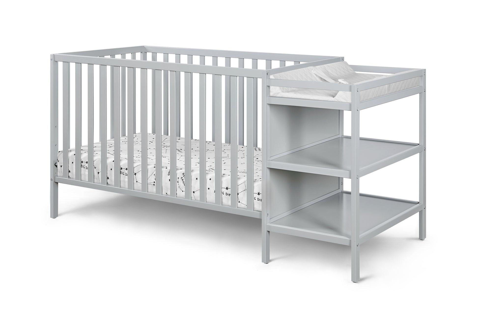 Palmer 3 In 1 Convertible Crib And Changer Combo Gray Gray Solid Wood