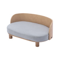 Scandinavian Style Elevated Dog Bed Pet Sofa With Solid Wood Legs And Bent Wood Back, Velvet Cushion, Walnut Light Grey Foam Solid Wood